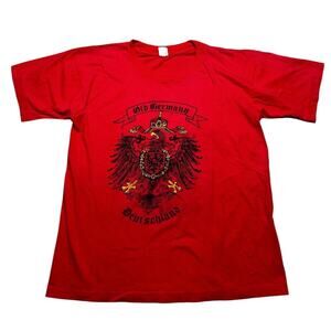 Vintage 80s Old Germany / Deutschland Mens Size Medium Red / Pink single stitch